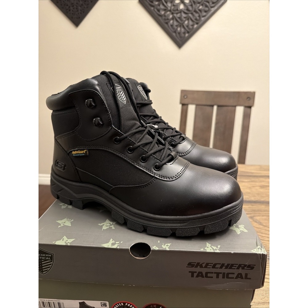 Skechers Men's Waterproof Wascana Benen Tactical Safety Work Boots Black Sz 10.5